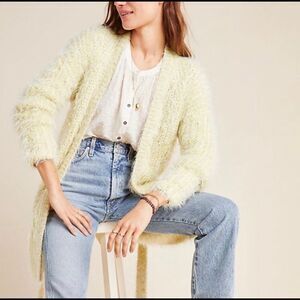 NWT Anthropologie shimmer yellow Cardigan size XS